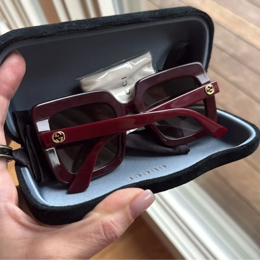 Gucci Burgundy Square Oversized Sunglasses